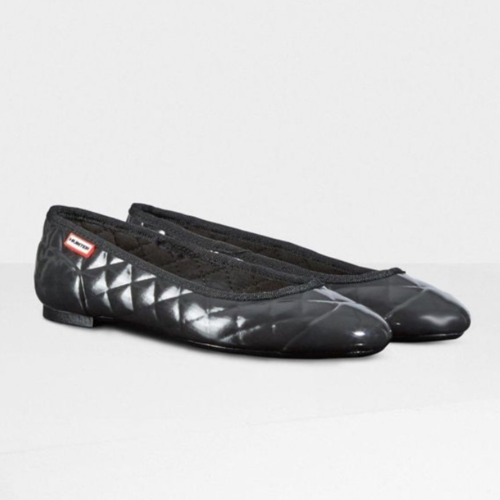 ❌SOLD❌ Hunter Gloss Quilted Ballerina Flats